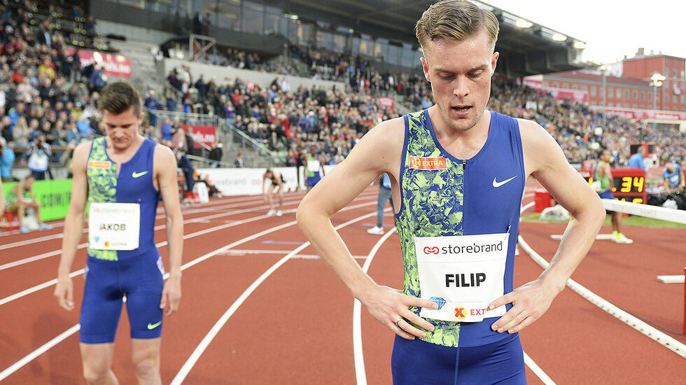Verken Filip eller Jakob Ingebrigtsen fikk det helt til på Drømmemilen som avslutta Bislett Games. (Foto: Bjørn Johannessen) 