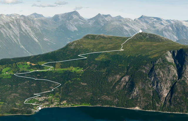 Bilete med løypa for Mefjellet Opp