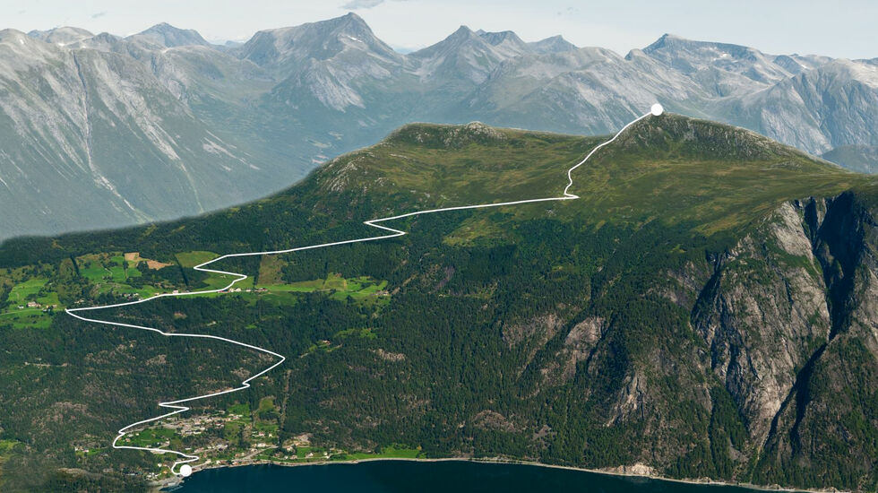 Bilete med løypa for Mefjellet Opp