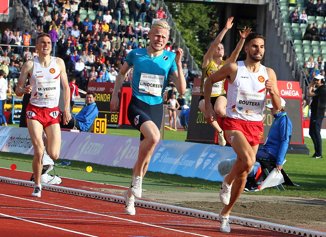 Fra 1500 m til hinder: I Sollentuna stilte vinneren av den nasjonale 1500-meteren under Bislett Games på 3000 m hinder og løp på sterke 8.43.96. (Foto: Kjell Vigestad)