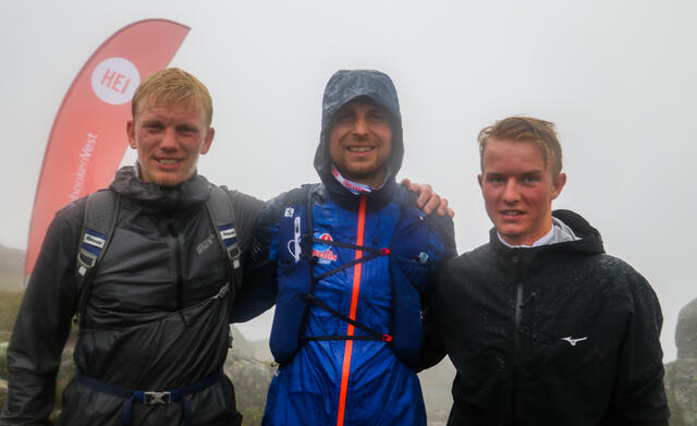 De tre raskeste herrer på Trollenykjen. Fra venstre Joel Dyrhovden, Thorbjørn Ludvigsen og Johan-Olav Botn. Foto: Martin Hauge-Nilsen.