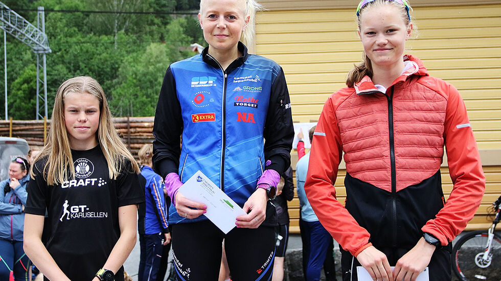 Heidi Hestmark Smalås (midten) vant foran Malin Hoelsveen (til venstre) og Maria Hartz Melling. (Foto: Runar Gilberg)