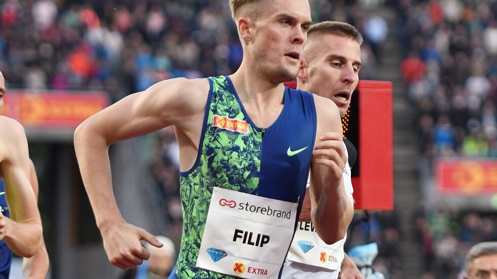 Filip Ingebrigtsen løp nesten fem sekunder raskere i London enn her på Bislett for fem uker siden. (Foto: Bjørn Johannessen)