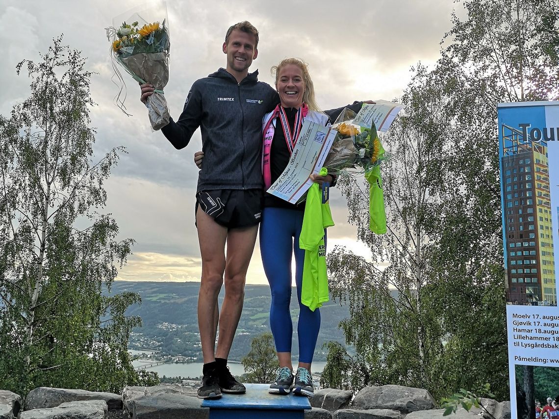Erik Udø Pedersen og Julie Aspesletten mottok 10000 kr hver som totalvinnere, men alle de 120 andre som fullførte var også vinnere i historiens første Tour of Mjøsa.