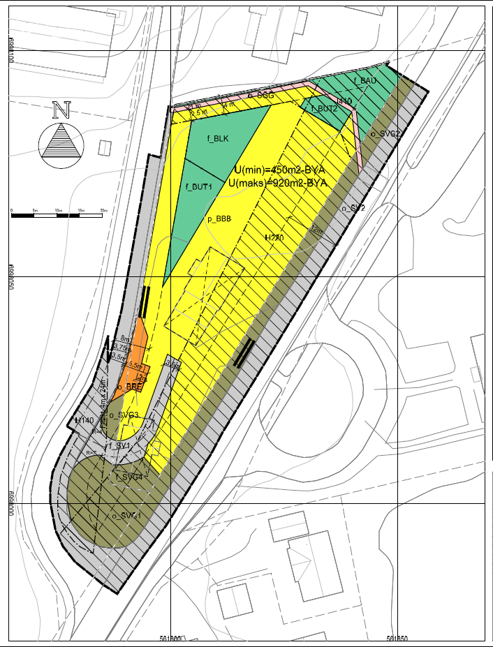 Utsnitt av planområde, Åsaringen