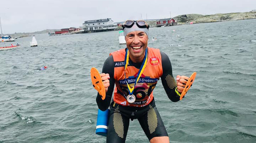 Svein-Erik Bakke kom på 2. plass totalt i Ten Island Swimrun. (Foto: privat)