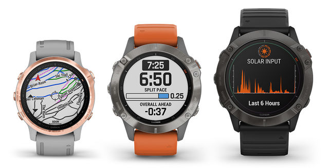 Den nye Fenix-klokka finnes i tre ulike versjoner: (fra venstre) 6S, 6 og 6X. (Foto: Garmin)