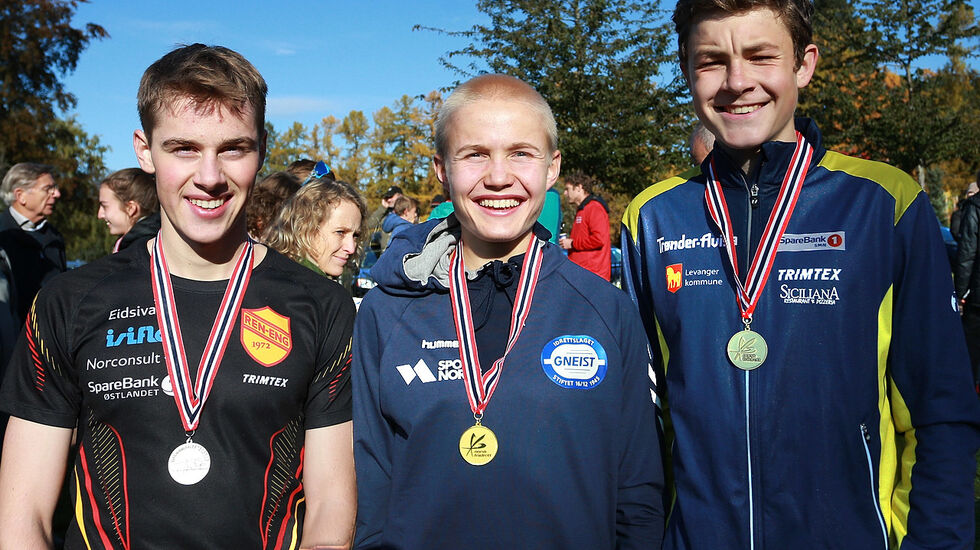 Premiepallen for klasse M17: Jan Christian Kjærnli, Philip Massacand og Tobias Alstad