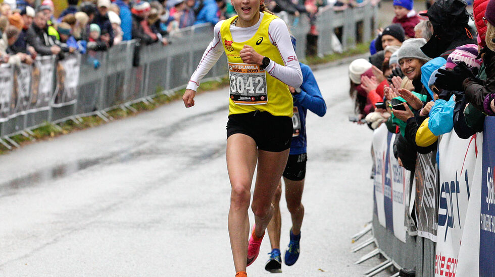 Sigrid Jervell Våg oppnådde høyest rangering av ikke-veterankvinnene med sin 10-kilometertid fra Hytteplanmila. (foto: Per Inge Østmoen)