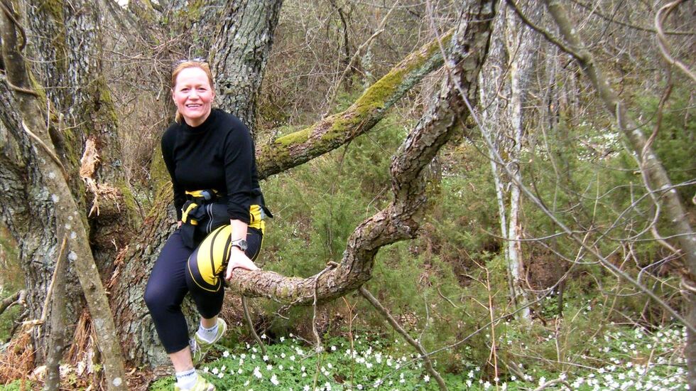Trives i naturen: Marit Bjerknes liker å trene i naturen. Her fra en treningssamling med Romerike Ultraløpeklubb i Stavern. Foto: Olav Engen