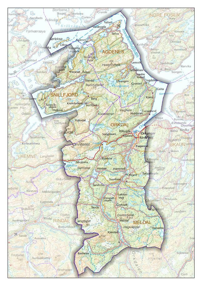 Bilde av Orkland kommunekart