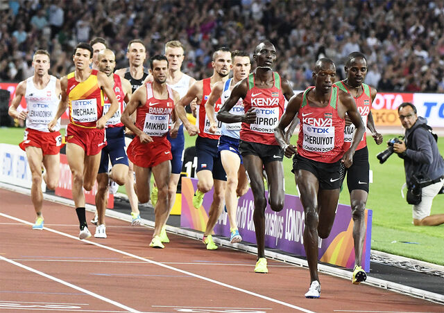 Vi er vant med at kenyanske løpere ligger fremst i feltet og spanske - og andre europeiske løpere - lenger bak. Kan det ha noe med treningsopplegget å gjøre? (Foto: Bjørn Johannessen)