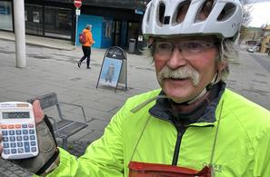 Vidar Dvergedal er hovedansvarlig for Kondis' løypemåling, og måler selv løyper over hele Østlandet. Her fra måling av Friskasmila på Gjøvik tidligere i år.