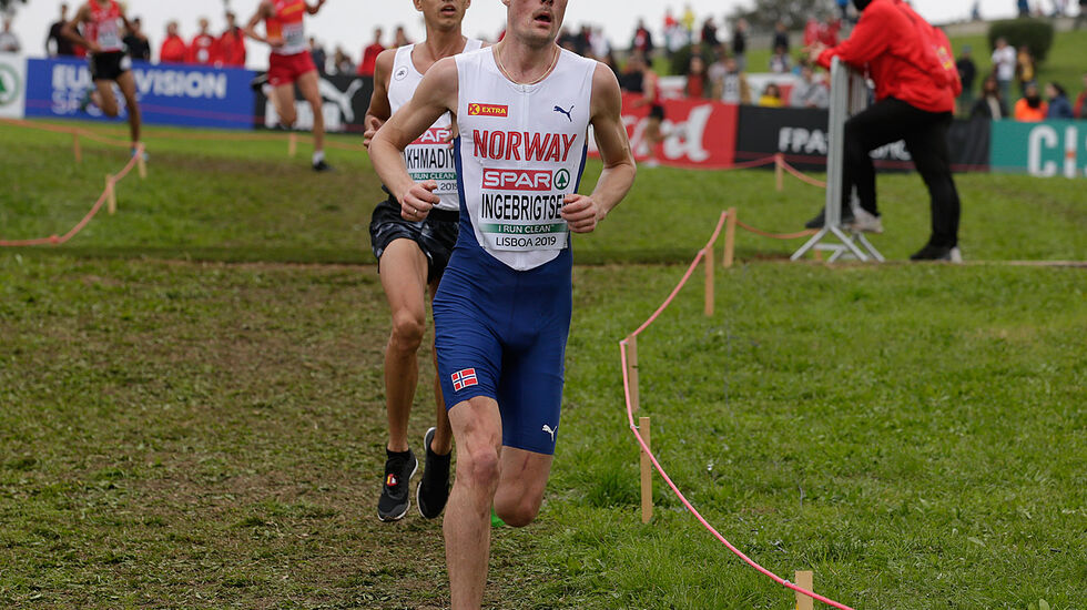 Filip Ingebrigtsen ble nummer 12 i EM terrengløp i ei tung løype. (Foto: Per Inge Østmoen)
