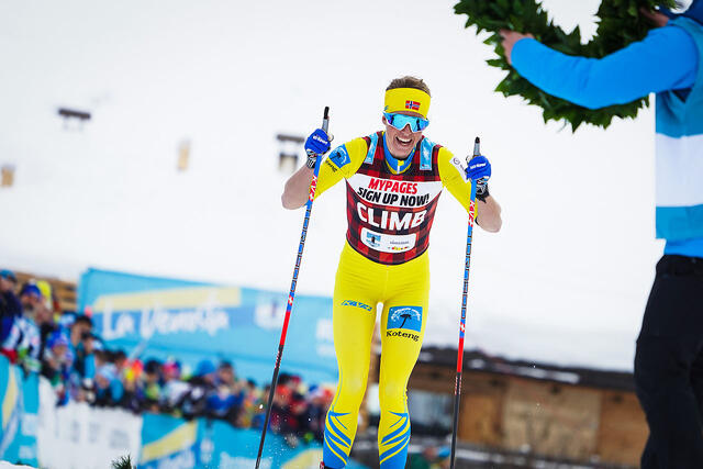 Astrid Øyre Slind staker seg inn i laurbærkransen La Venosta i Italia.