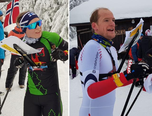 Vinnere av D21/H21 søndag - som lørdag: Evine Westli Andersen og Lars Hol Moholdt. (Foto: Stein Arne Negård)