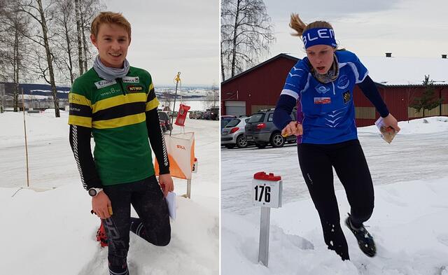 Vinnere av lang løype på 5,5 km: Eirik Langedal Breivik og Audhild Bakken Rognstad. (Foto: Stein Arne Negård)