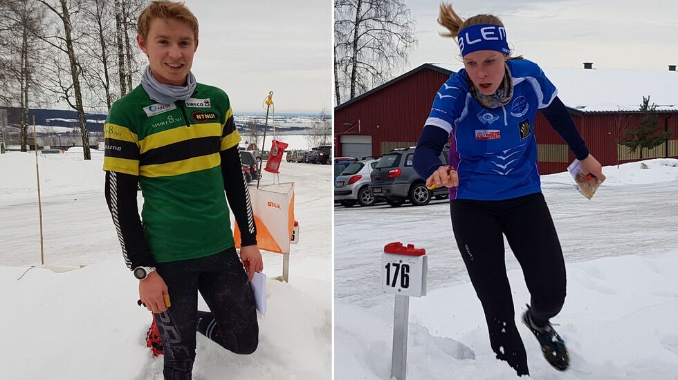 Vinnere av lang løype på 5,5 km: Eirik Langedal Breivik og Audhild Bakken Rognstad. (Foto: Stein Arne Negård)