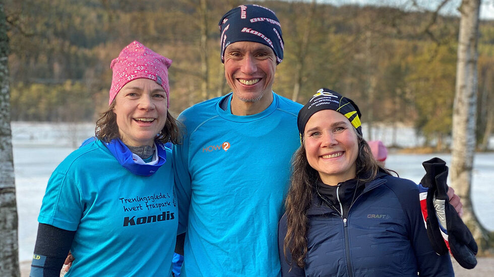 Marianne Johansen, Tim Bennett og Jenny Midbjer hadde alle stor glede av å være med på Nyttårsløpet rundt Sognsvann. (Foto: privat)