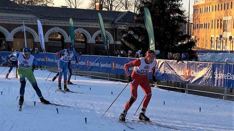 Fra finalen for menn junior/senior der Audun Nordaas, Strandbygda IL tok teten fra start og beholdt den til mål. (Foto fra Strandbygda Ski's facebookside)