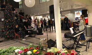 Konsert i Saften. Liva Åsnes Skjerdal spelar for publikum.
