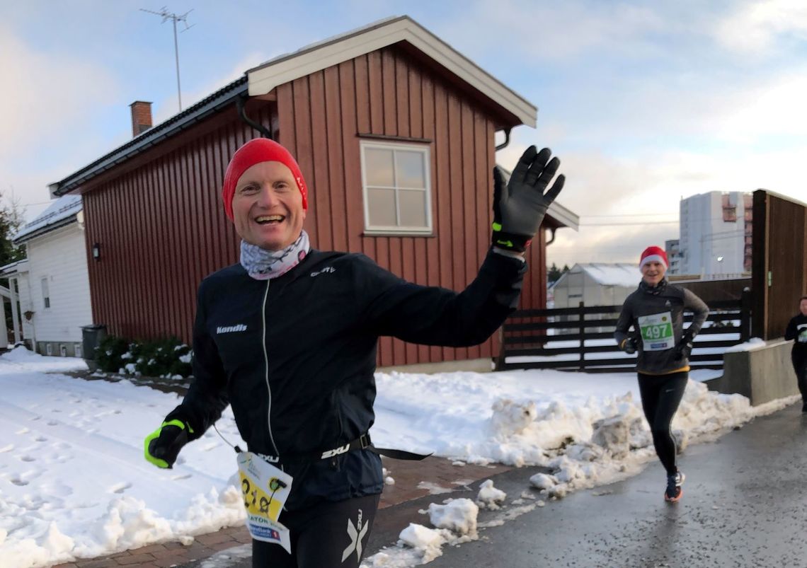 Fornøyd: Geir Bjerkestrand var godt fornøyd etter Jessheim Vintermaraton i fjor hvor han løp omtrent på pers kun kort tid etter at han perset på maraton i Oslo Maraton.  Foto: Hilde Johansen