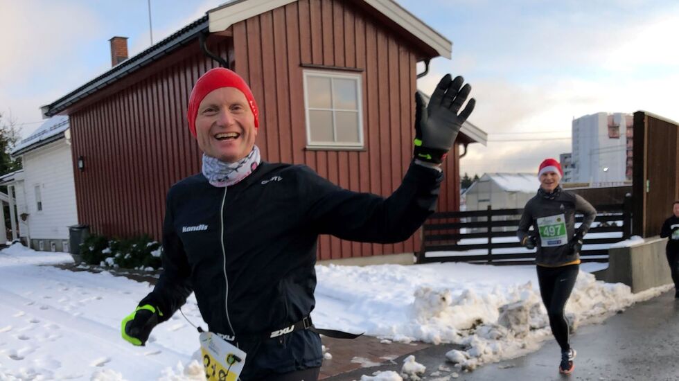 Fornøyd: Geir Bjerkestrand var godt fornøyd etter Jessheim Vintermaraton i fjor hvor han løp omtrent på pers kun kort tid etter at han perset på maraton i Oslo Maraton.  Foto: Hilde Johansen