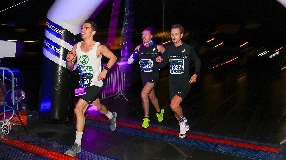 De tre som knivet om seieren på 10 km: Tage Augustson, Marius Sørli og Andreas Iden. Her passerer de halvveis.
