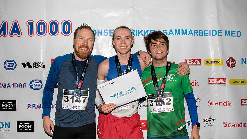 Premiepallen 5 km: Anders Langset, Marius Sørli og Mike Alvare