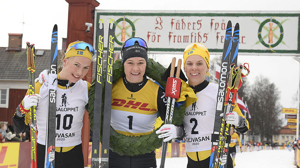 Topp 3 Tjejvasan 2020: 1. Britta Johansson Norgren, 2. Lina Korsgren, 3. Ida Dahl