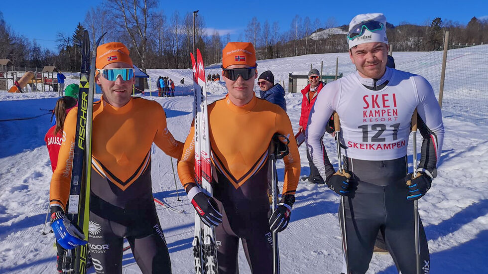 De 3 raskeste i herreklassen: Kjetil Tyrom vinner, Magnus Bleken nr 2 og Ola Nygård Snellingen 3 plass. (Foto: arrangøren)