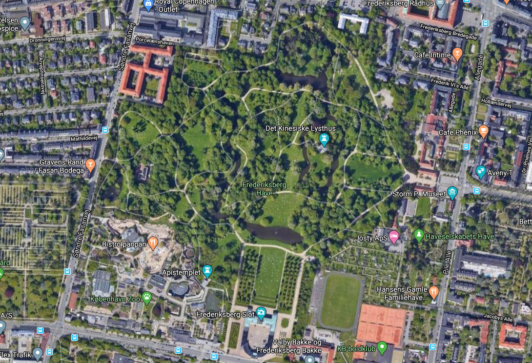 Gåing er lovlig, men løping er for tida forbudt i Frederiksberg Have i København. 