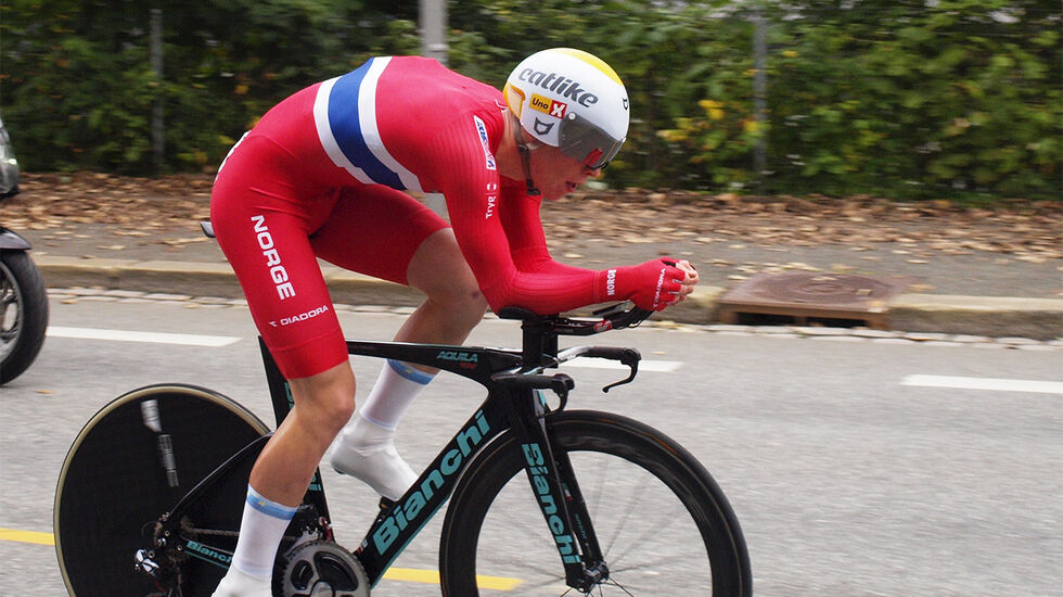 Andreas Leknessund, her fotografert under VM 2017, klarte nylig å ta den prestisjefylte KOM-en opp til Tryvann. (Foto: Wikipedia) 