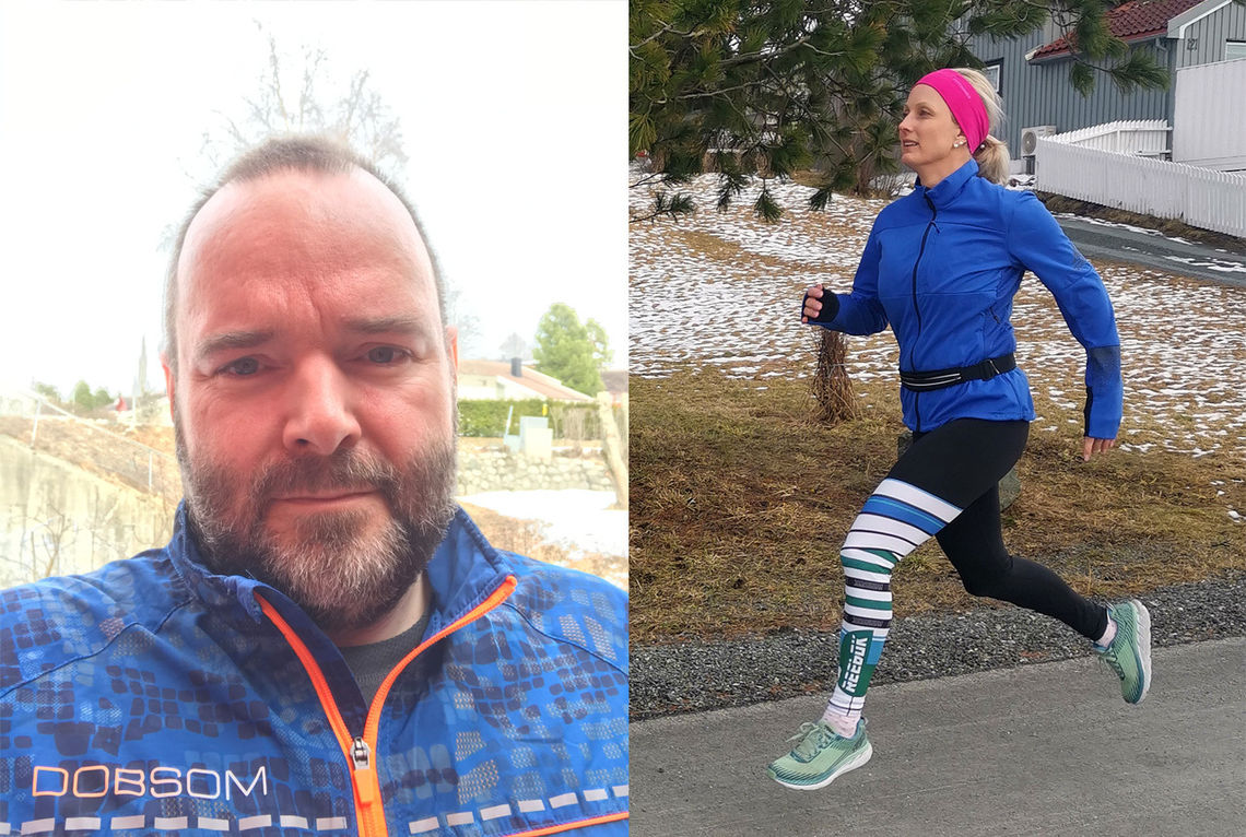 Jostein Harald Jakobsen og Laila Bjørnli Wang er blant de mange som har deltatt i det populære Kondisløpet i Trondheim nå i påska. (Foto: privat)