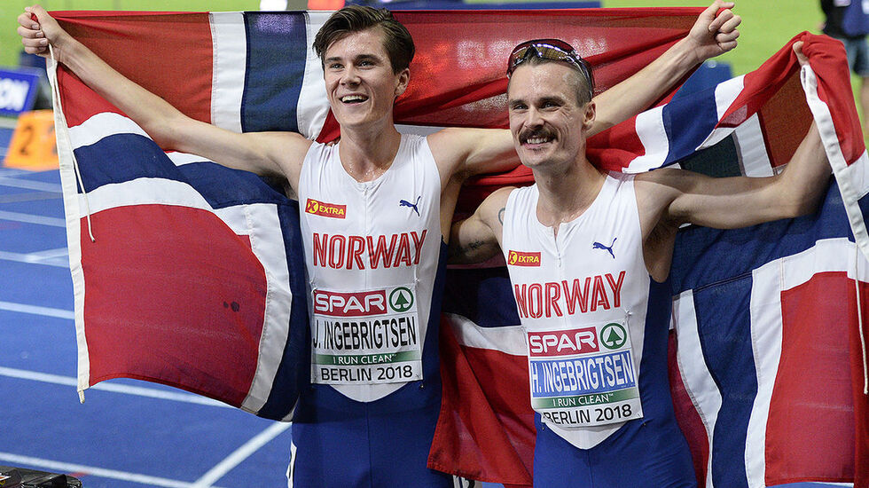 Jakob og Henrik Ingebrigtsen er to av utøverne som skal løpe VM i Budapest. Begge to stiller mest sannsynlig på 5000 meter. Brødrene hadde en finale som huskes i EM i Berlin i 2018. (Foto: Arkivbilde fra EM i Berlin 2018, Bjørn Johannessen).