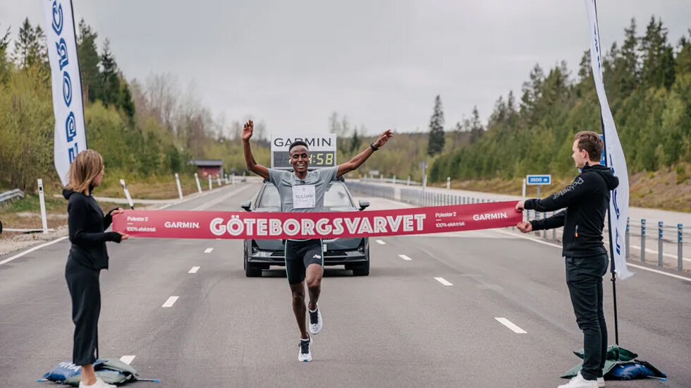 Suldan Hassan, som fikk streamet løpet sitt live, hadde den beste tida med 1.10.30. (Foto: Göteborgsvarvet)