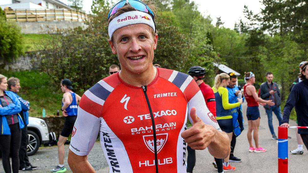 Kristian Blummenfelt var godt fornøyd med å vinne 5km på 13:51. (Foto: Arne Dag Myking)