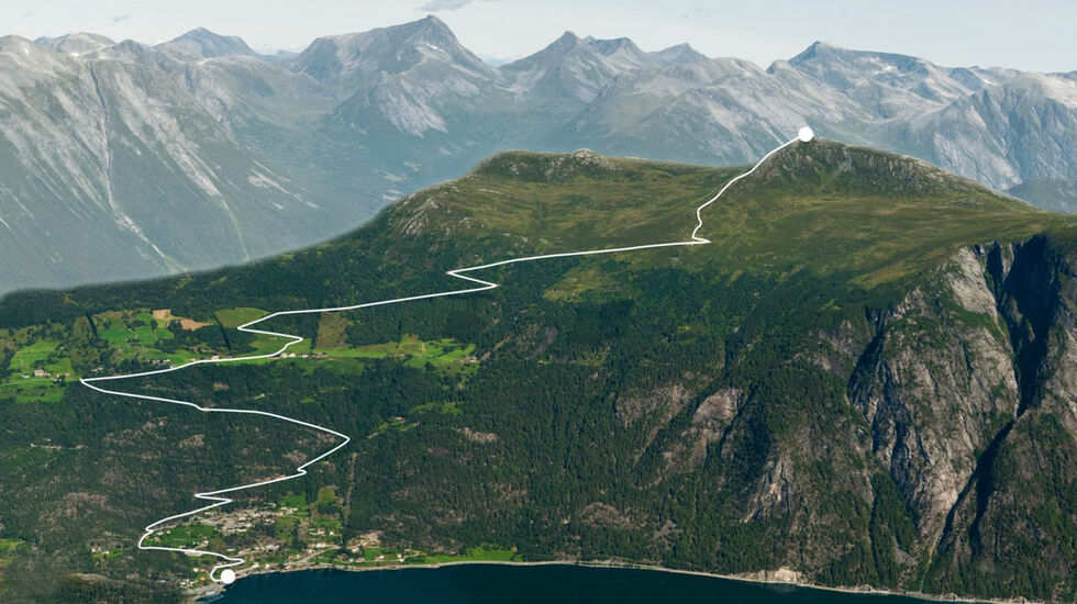 Løypetraseen til Mefjellet opp
