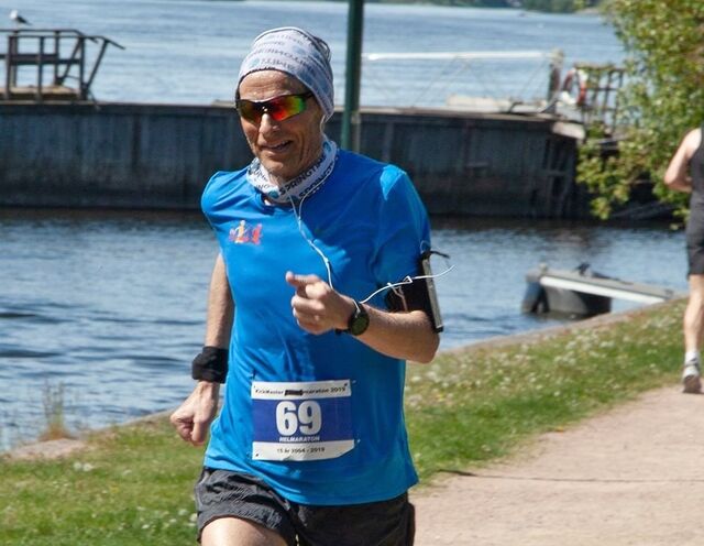 Nils Hjelle var klart raskest både på maraton (passering) og ultra da KickMaster Ultramaton ble arrangert i Drammen i pinsen. (Foto: Marit Ryland)