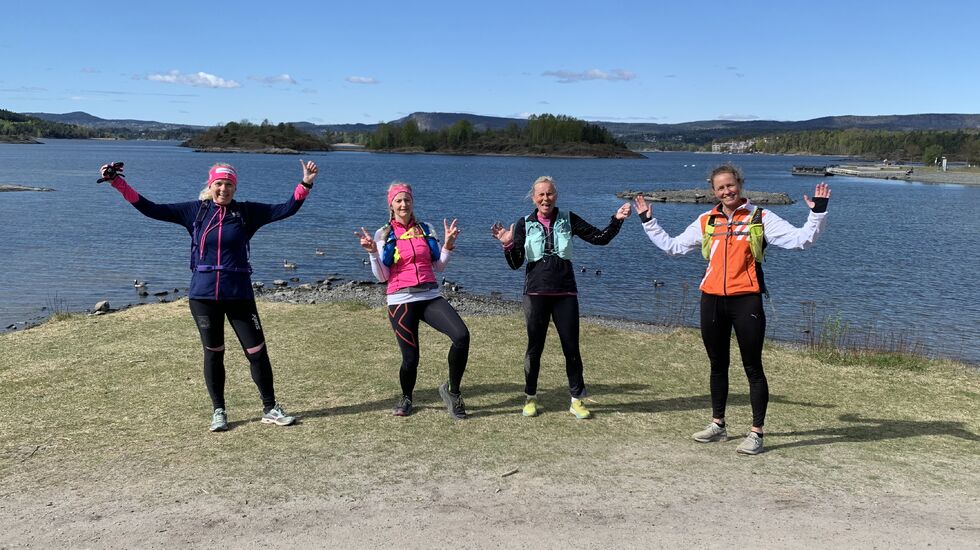 De fleste løp alene, men noen løp med andre, slik som Hege Kvitting, Beate Elvebakk, Gry Knutsen og Anett Warnstrøm - de fleste fra Røykås Racing Girls. (privat foto)