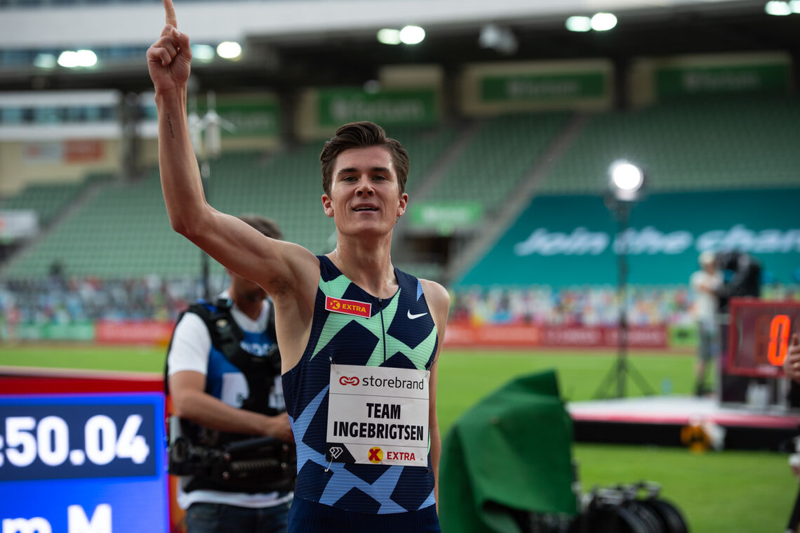 Jakob Ingebrigtsen setter stadig djupere spor etter seg, og 20-åringen fra Sandnes har nå Europa-rekorden på både 1500 m, 2000 m og 5000 m. (Foto: Sylvain Cavatz) 