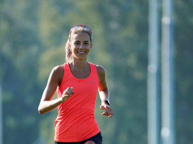 Utholdende: Julie Vollum Bø liker å løpe, og et erklært mål er å løpe maraton under 3 timer.  (Foto: Magnus Knutsen)