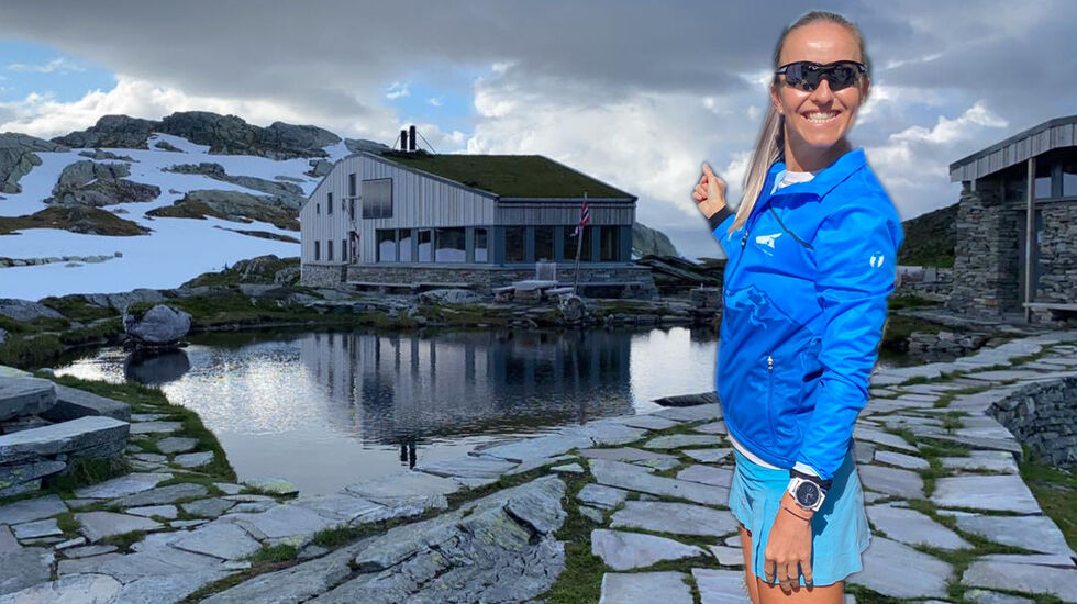 Anita Iversen Lilleskare var raskeste kvinne opp til det særpregede hyttenalegget Breidablik. (Fotomontasje: Arne Dag Myking, bilder fra arrangør og BFG Bergen Løpeklubb)