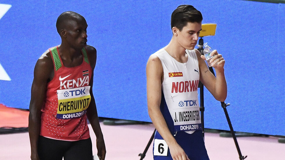 Vil Jakob Ingebrigtsen kunne få revansje for nederlaget på 1500 meteren i fjorårets VM når han møter Timothy Cheruiyot på nytt i Monaco? (Foto: Bjørn Johannessen) 
