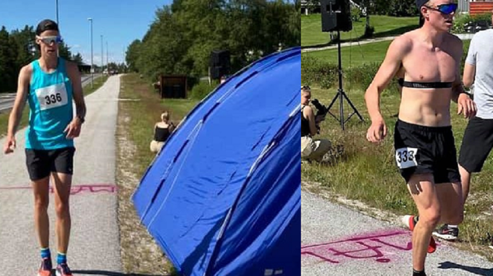 Magnus Torp Antonsen (til v.) krysset målstreken 38 sekunder foran Martin Øyen Tøraasen. (Foto fra arr. facebookside
