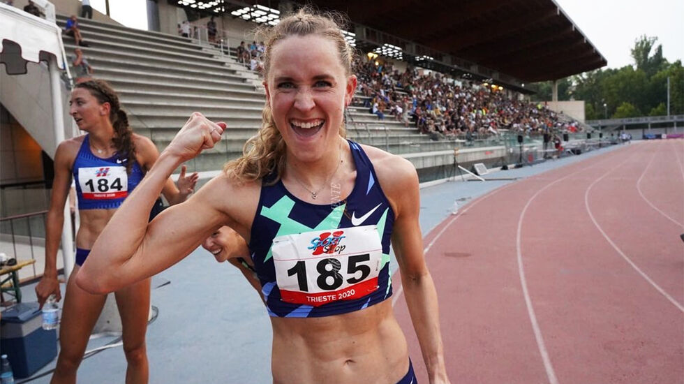Hedda Hynne viste muskler i 800 meteren i Trieste i Italia. (Foto: Hedda Hynnes Facebook-side) 