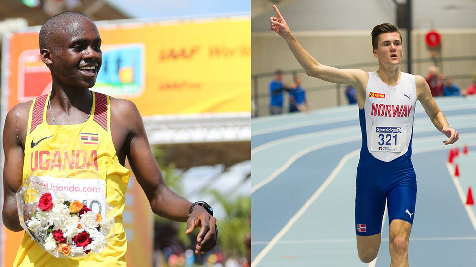 De er verdens beste tenåringer på henholdsvis 5000 og 1500 m. Nå møtes Jacob Kiplimo og Jakob Ingebrigtsen til dyst på 3000 m. (Foto: IAAF og Helge Langen)