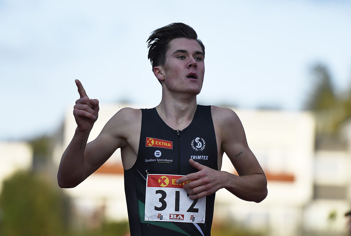 Jakob Ingebrigtsen vant 1500 meter på veldig sterk ny mesterskapsrekord i et sololøp på 20-årsdagen. (Foto: Bjørn Johannessen)