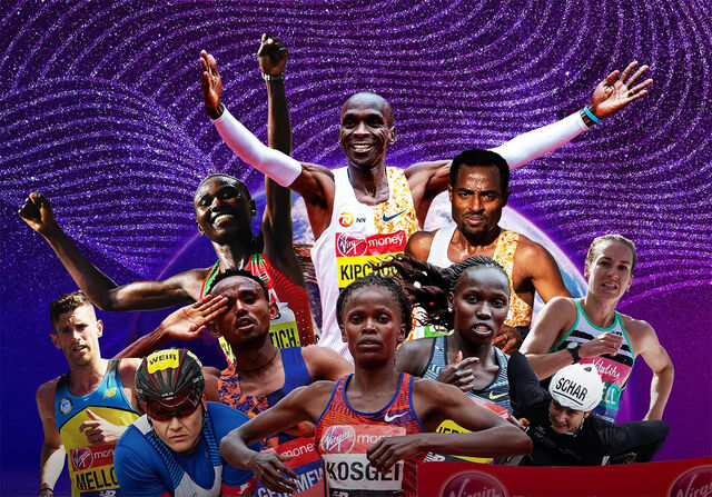 Massene mangler, men stjernene er på plass til årets utsatte London Marathon. (Foto: arrangøren)