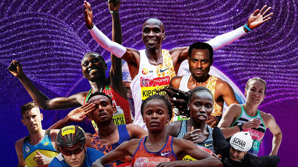 Massene mangler, men stjernene er på plass til årets utsatte London Marathon. (Foto: arrangøren)